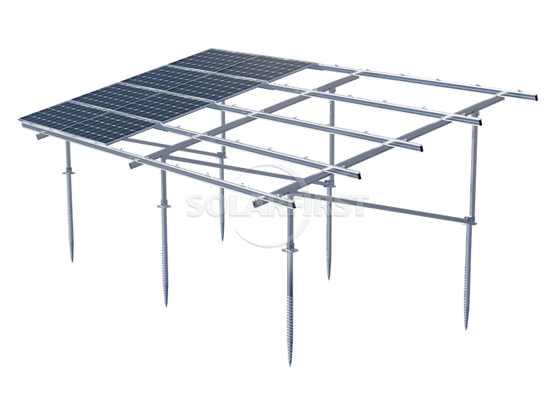 The overall effect picture of the aluminum alloy spiral ground anchor ground photovoltaic support system, suitable for rapid installation of ground power stations.