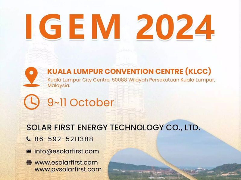 Solar First lädt Sie zur IGEM & CETA 2024 in Malaysia ein.