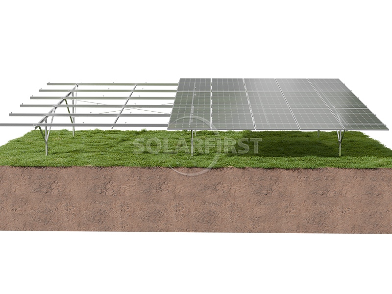 Ramming pile solar ground mount system - hot-dip galvanized steel PV mounting structure for utility-scale solar farm